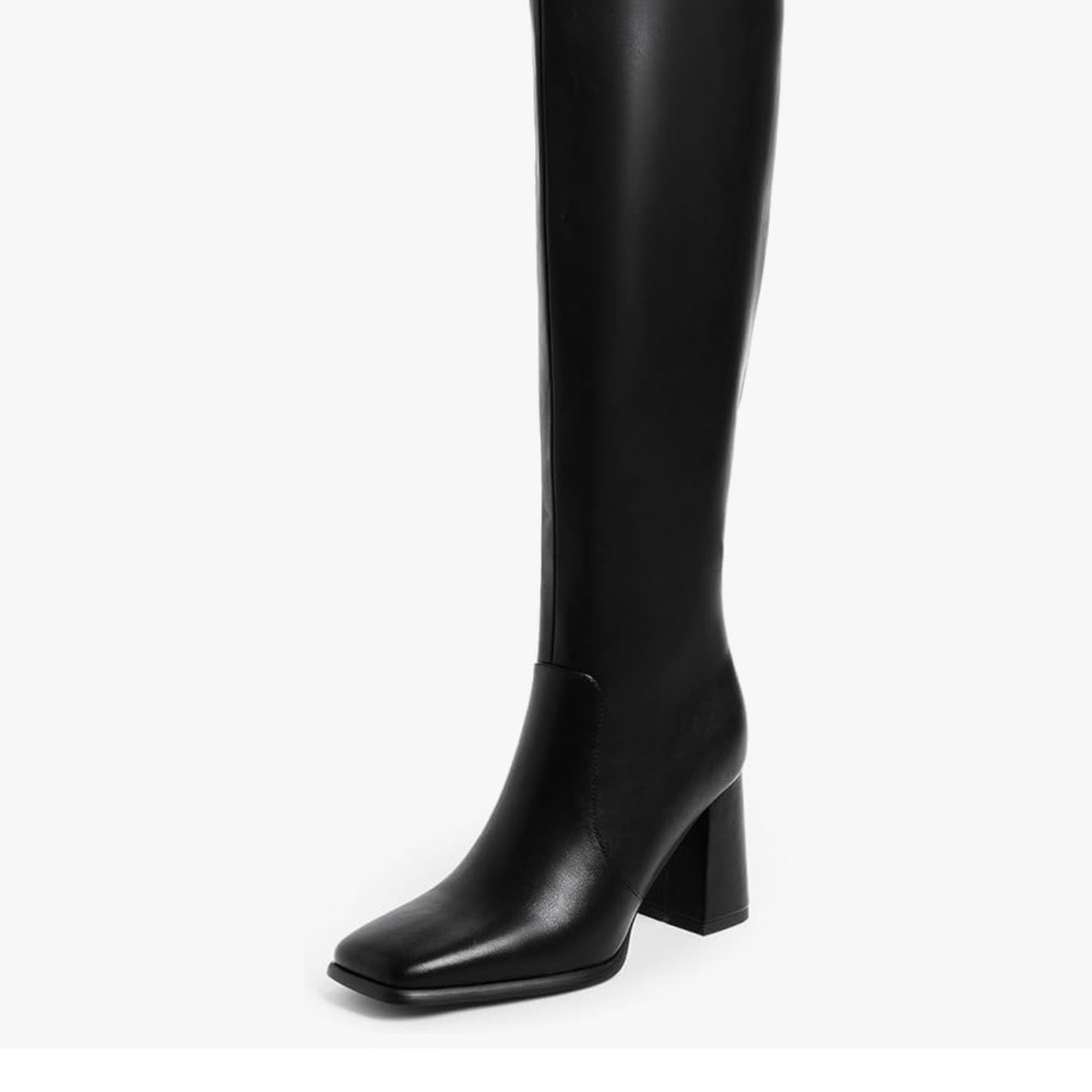 Over-the-Knee Black Block Heel Boots for Women